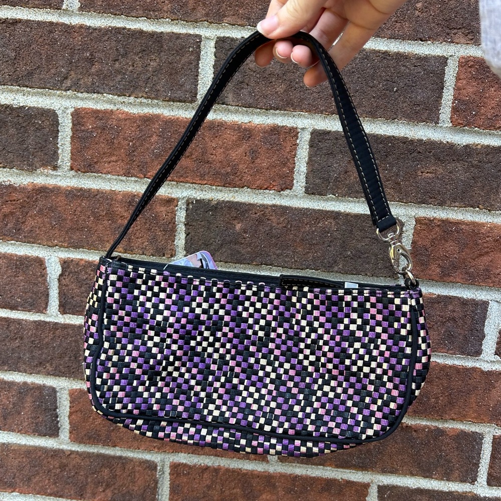 Y2K checkered baguette bag